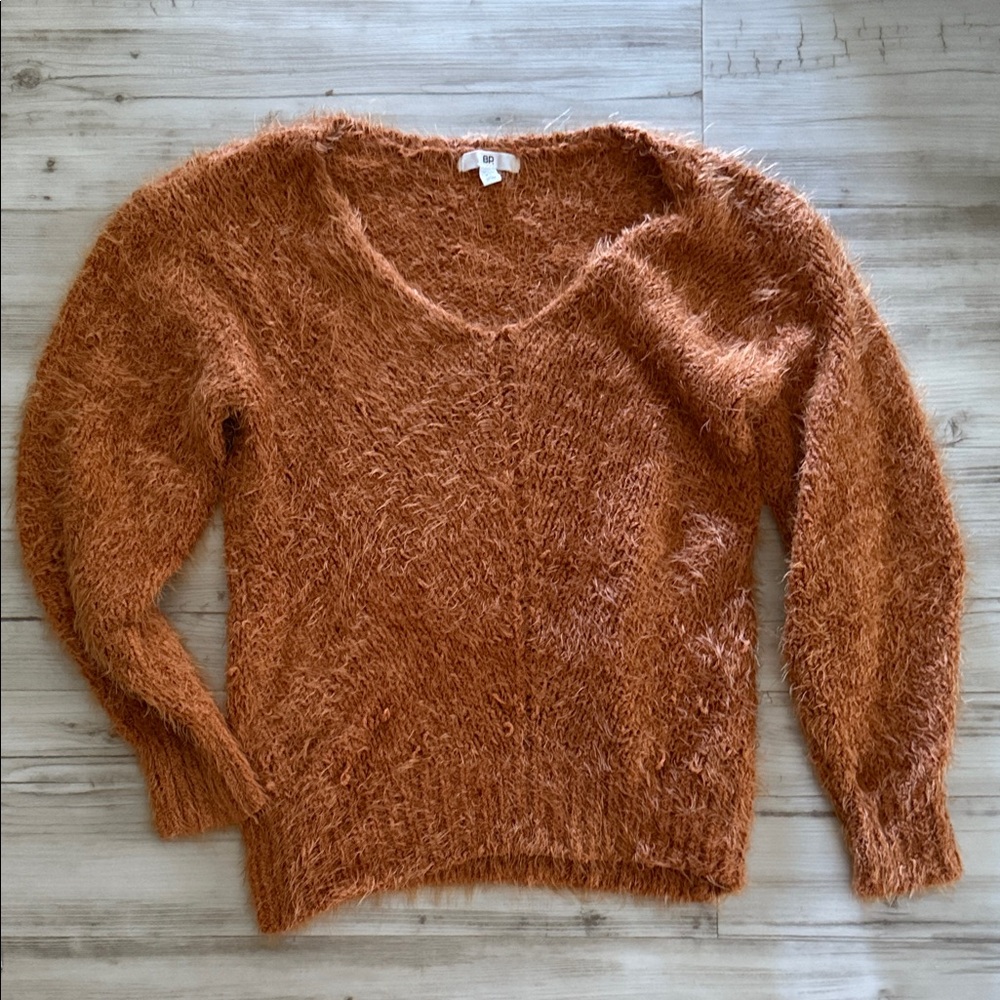 BP Rust Fuzzy V-Neck Sweater
